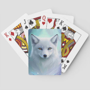 Verbazingwekkende witte sneeuwvos op Icy Land Pokerkaarten