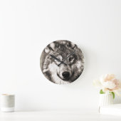 Verbazingwekkende wolf gezicht foto print accessoi ronde klok (Huis)