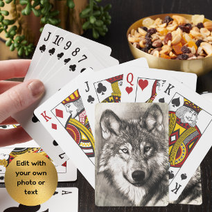 Verbazingwekkende wolf gezicht foto print accessoi speelkaarten