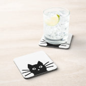 Verbazingwekkende zwarte kat met lange whiskers | bier onderzetter (Rechterzijde)