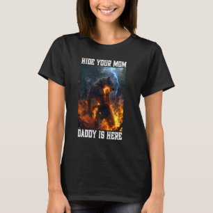 Verberg je moeder papa is hier, weerwolf meme crin t-shirt