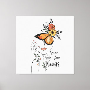 Verberg je vleugels nooit canvas afdruk