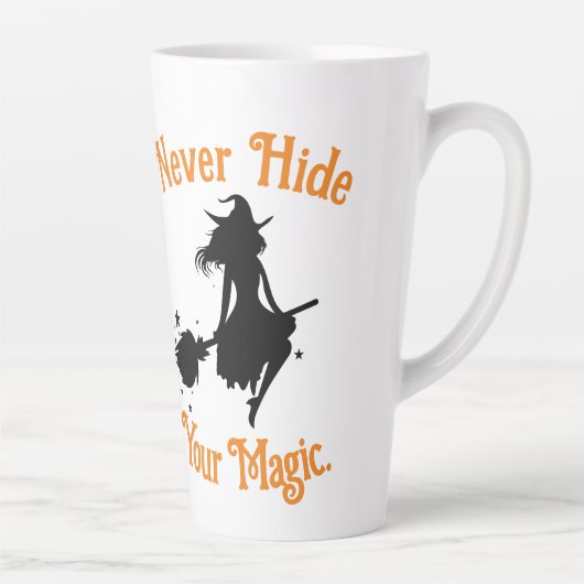 Verberg nooit je magie. latte mok (Rechts)