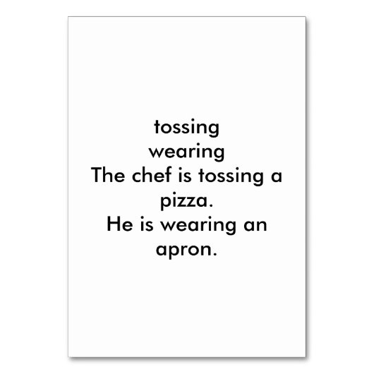 Verbes Jetant Pizza Chef Lecture Cartes Flashcards (Dos)