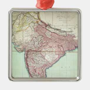 Verbeterde kaart van India, gepubliceerd in Londen Metalen Ornament