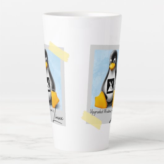 Verbeterde Windows MX Linux Tux Latte Mok (Voorkant)