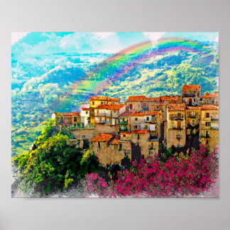 Verbicaro, een dorp in Calabrië Poster