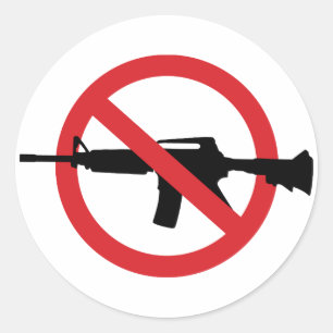 Verbied Aanvalsgeweren - Geen Symbool Rode Lijn Ronde Sticker