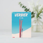 Verbier,  skiposter Zwitserland. Briefkaart (Staand voorkant)