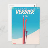 Verbier,  skiposter Zwitserland. Briefkaart (Voorkant / Achterkant)