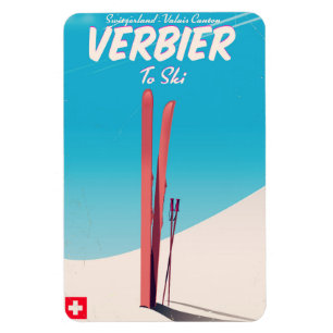 Verbier, skiposter Zwitserland. Magneet