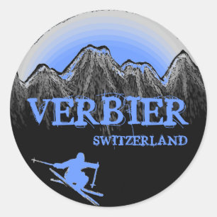 Verbier Zwitserland blue skier stickers