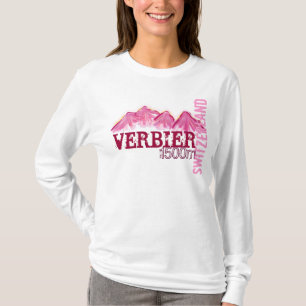Verbier Zwitserland dames roze berg hoodie T-shirt
