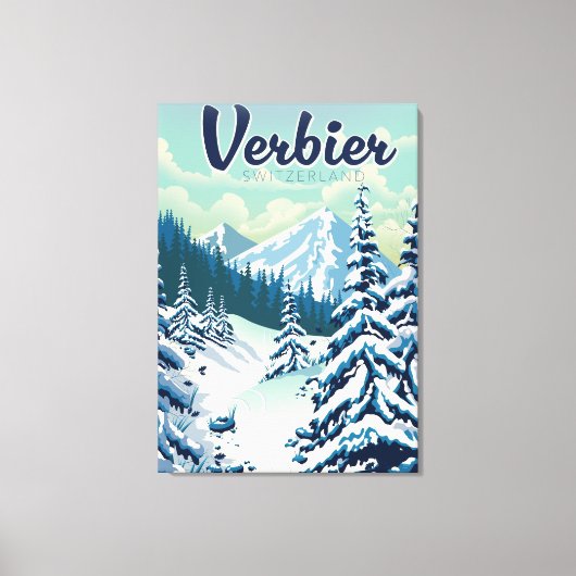 Verbier Zwitserland Reisposter Canvas Afdruk (Voorkant)