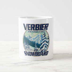 Verbier Zwitserland Snowboard Reis logo Extra Grote Beker