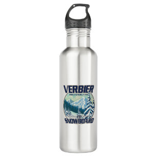 Verbier Zwitserland Snowboard Travel logo Waterfles