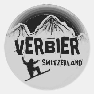 Verbier Zwitserland wit zwart snowboard stickers