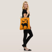 Verbijsterde Halloween Cat and Bats Silhouette Sin Draagtas (Op model)
