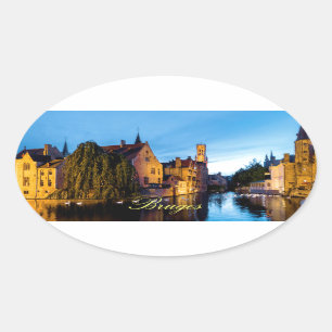 Verbijsterend! Medieval Brugge - Pro Foto Ovale Sticker