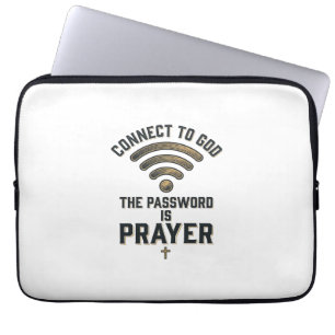 Verbind met God Gebed Christelijke Vector Ontwerp_ Laptop Sleeve
