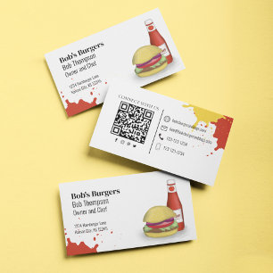 Verbind met mij QR-code Eenvoudige hamburger Visitekaartje