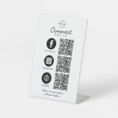 Verbind met ons 3 QR Code Business Company Logo Reclamebord Met Voetstuk (Voorkant)