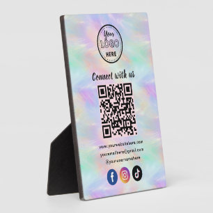 Verbind met ons iriserende opaal stijlvolle QR-cod Fotoplaat