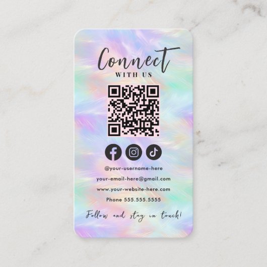 Verbind met ons iriserende opaal stijlvolle QR-cod Visitekaartje (Voorkant)