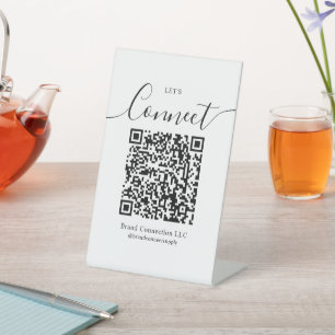 Verbind met ons QR Code Business Company Merk Reclamebord Met Voetstuk
