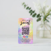 Verbind met ons QR Code Holo Opal Modern Stijlvol Visitekaartje (Staand voorkant)