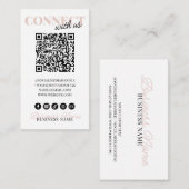 Verbind met ons QR Code Modern Pink Script Company Informatiekaartje (Voorkant / Achterkant)