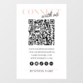 Verbind met ons QR Code Modern Pink Script Company Raamsticker (Vel)
