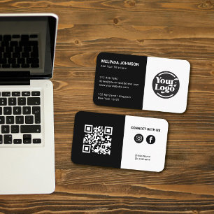 Verbind zwart-wit QR Code Logo Social Media Visitekaartje