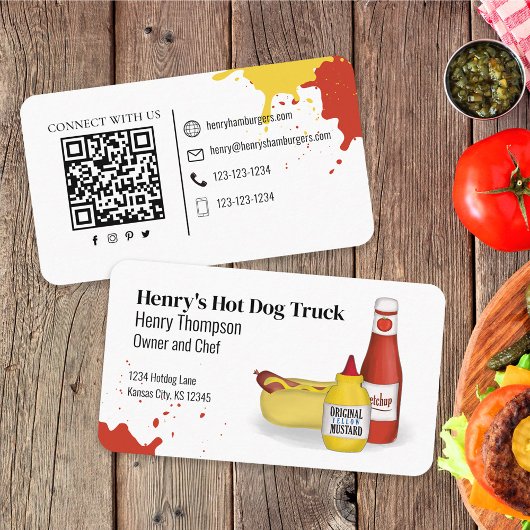 Verbinding maken met mij | QR-code Simple Hotdog M Visitekaartje