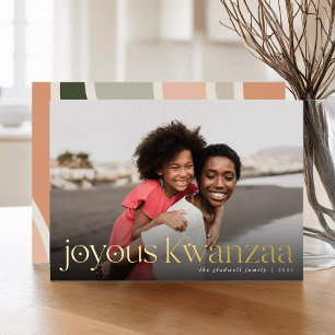 Verbinding Volledige foto Joyous Kwanzaa Folie Feestdagenkaart