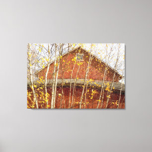 Verbintut Barn in het najaar Canvas Afdruk