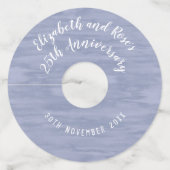 Verbleekt Blauw Jubileum Papier Wijnglas Labels (Achterkant)