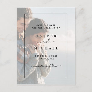 Verbleekte foto Elegante bruiloft Save the Date Briefkaart