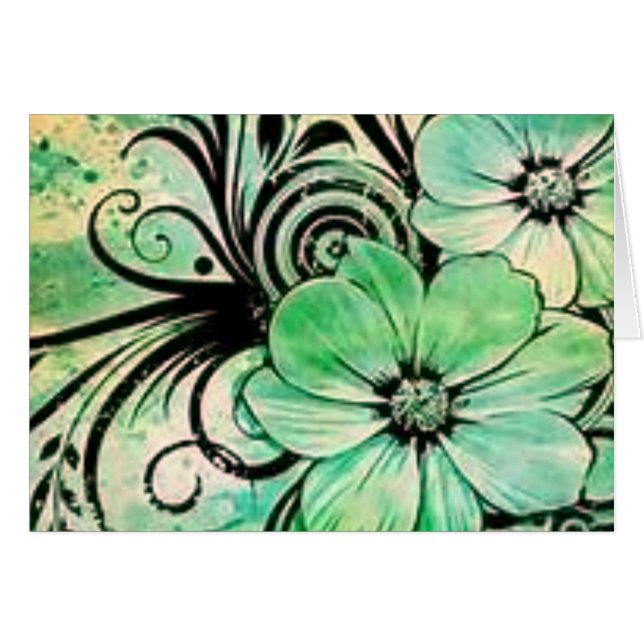 Verbleekte groene bloemen (Voorkant Horizontaal)