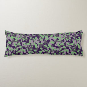 verbleekte groene en paarse camouflage abstract lichaamskussen