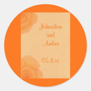 Verbleekte Oranje Rozen, bruiloft Save the date st Ronde Sticker