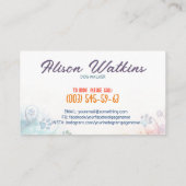 Verbleekte pastel Waterverf Paw Prints Visitekaartje (Achterkant)