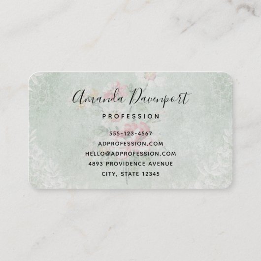 Verbleekte Rozen Grijs Ontwerp Visitekaartje (Achterkant)