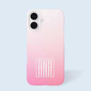 Verblekende Roze Ombre Gradiënt en Uw Initiaal iPhone 16 Hoesje