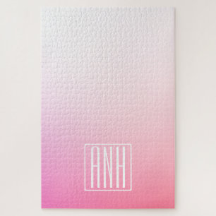 Verblekende Roze Ombre Gradiënt en Uw Initialen Legpuzzel