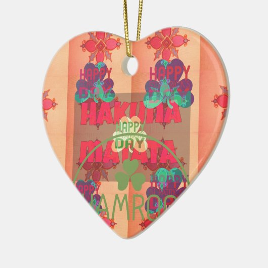 Verblijf gelukkig Sint Patrick's Day Hakuna Mata Keramisch Ornament (Links)