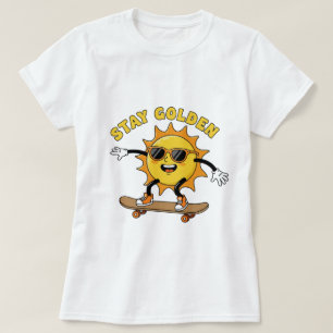Verblijf Golden Skateboarding Sun T-Shirt – Retro 
