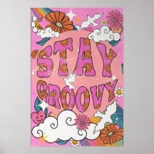 Verblijf Groovy Retro Poster,  Home Decor
