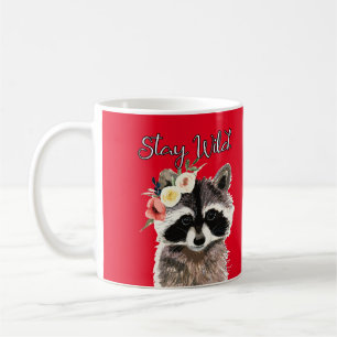 Verblijf in de natuur - Kute Raccoon met bloemen k Koffiemok