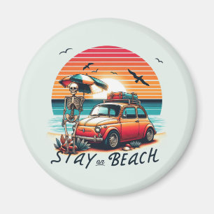 Verblijf op het strand - Retro vibes - Skelet Magneet